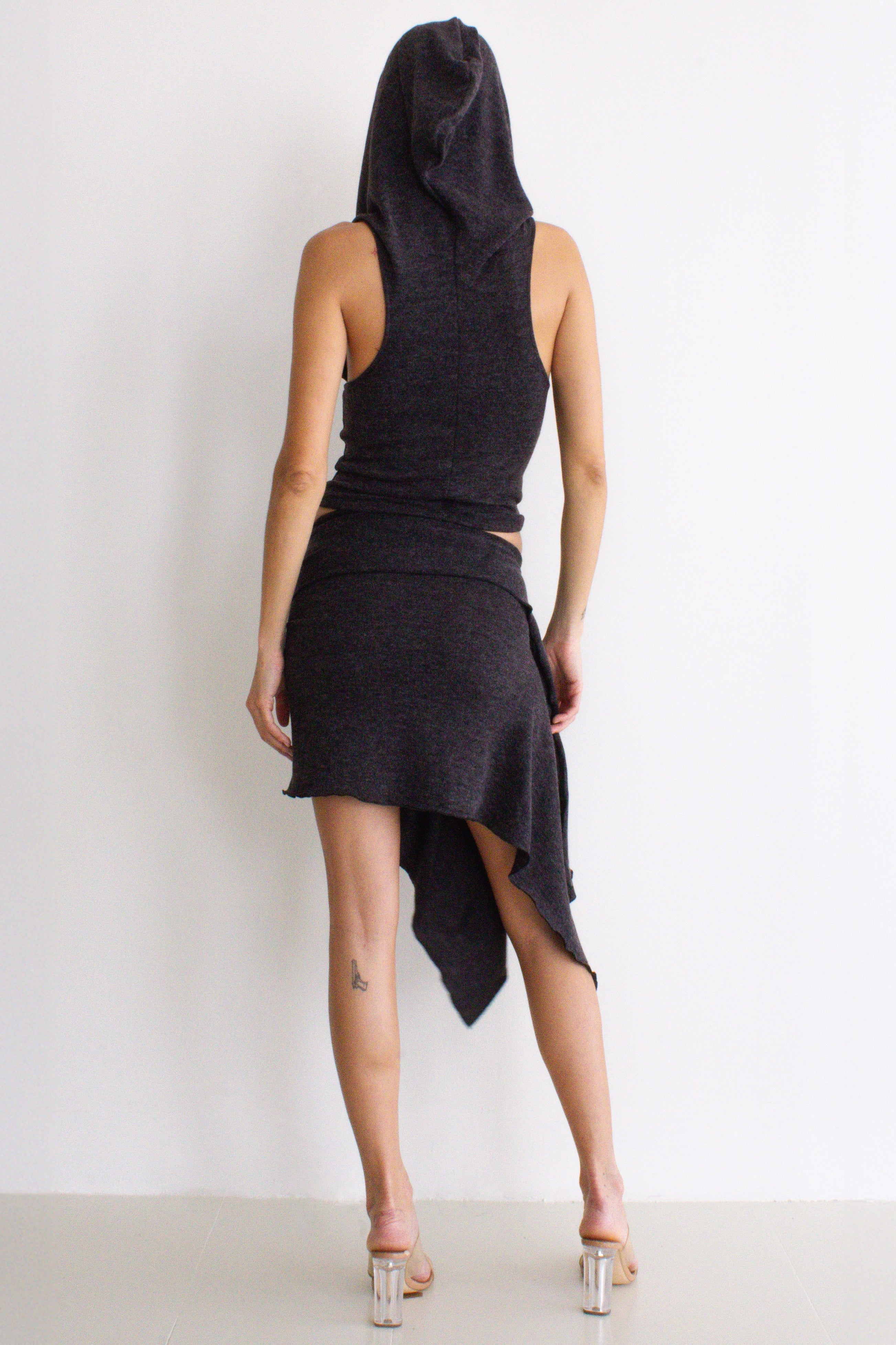 Zoe Knit Hood Top Brown