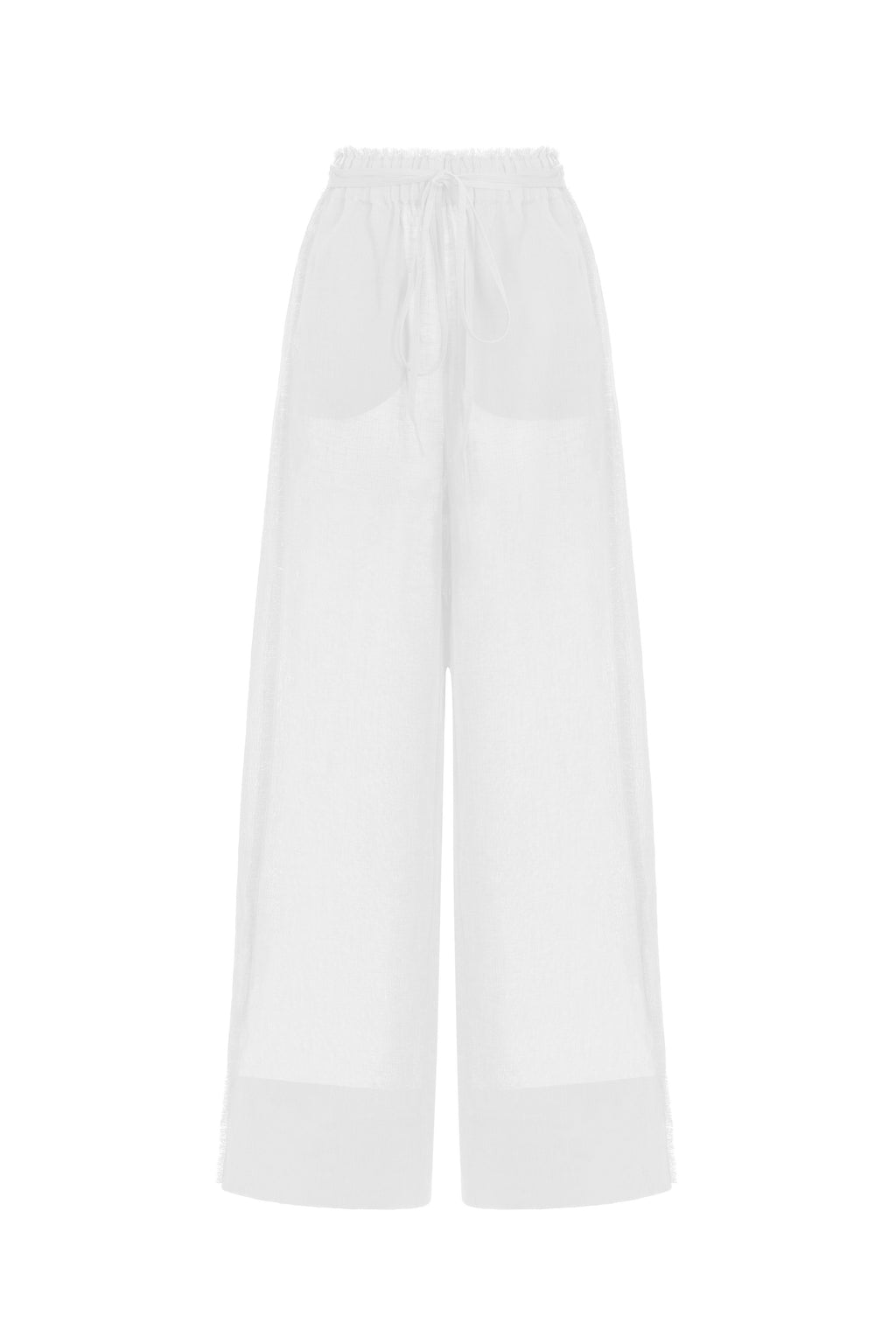 Long tie high-waist trousers