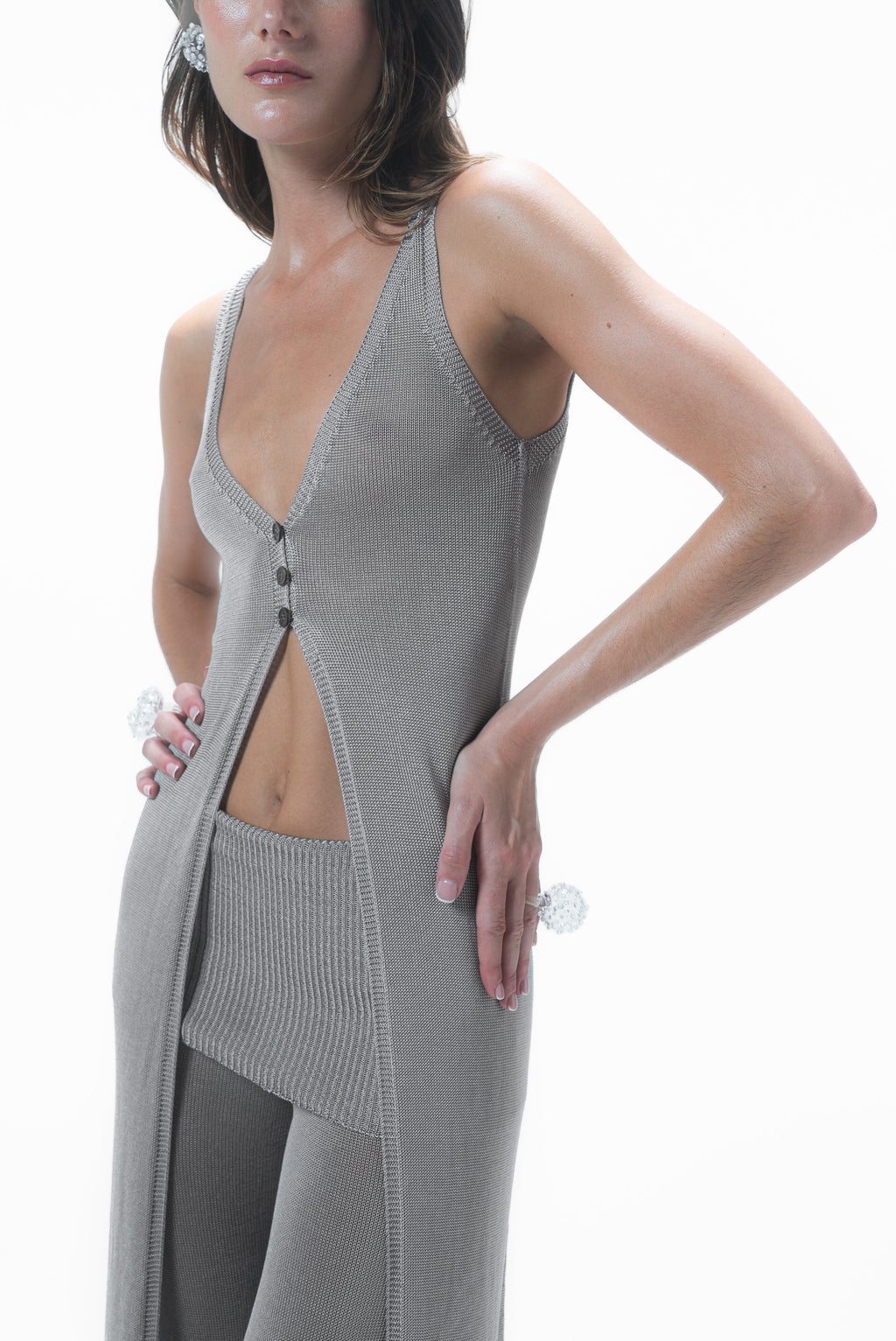 Dara Knit Maxi Top Silver