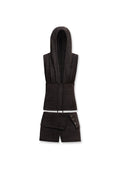Zoe Knit Hood Top & Zoe Knit Short Brown