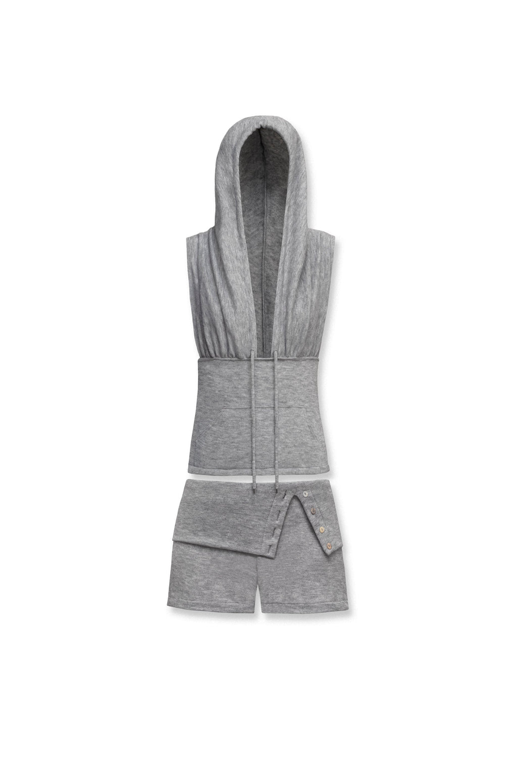 Zoe Knit Hood Top & Zoe Knit Short Grey