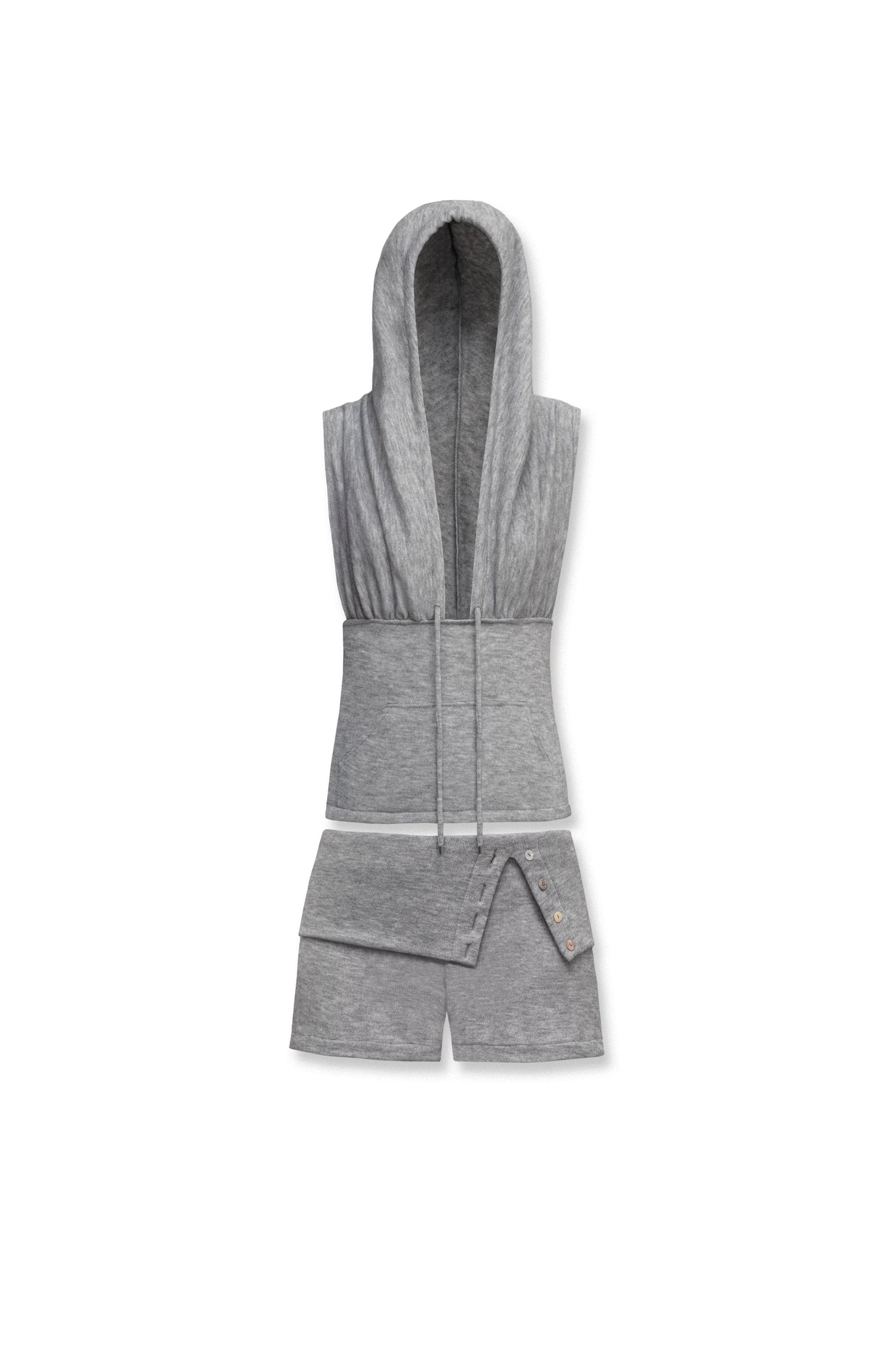 Zoe Knit Hood Top & Zoe Knit Short Grey