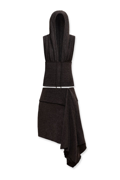 Zoe Knit Hood Top & Zoe Knit Skirt Brown