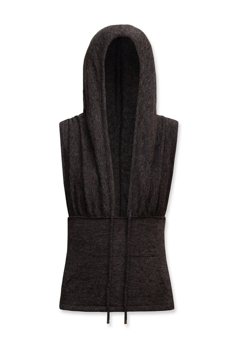 Zoe Knit Hood Top Brown