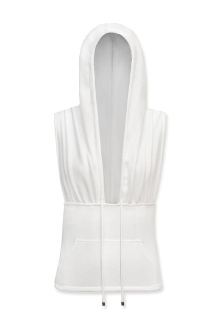 Zoe Knit Hood Top White
