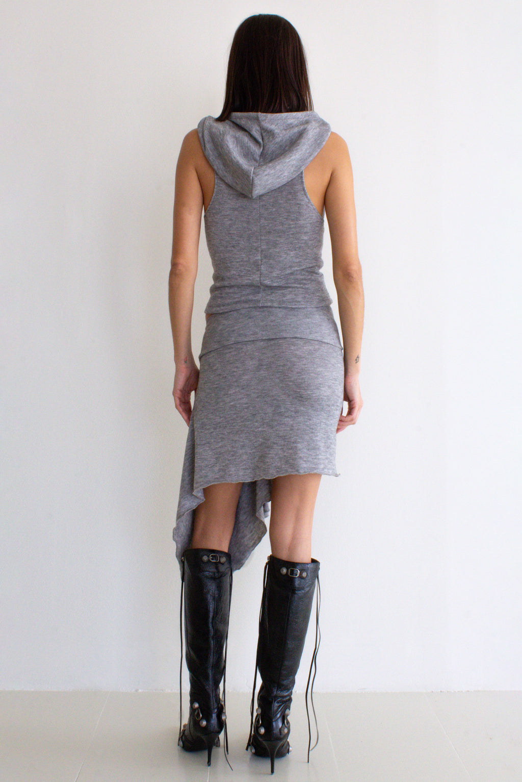 Zoe Knit Hood Top & Zoe Knit Skirt Grey