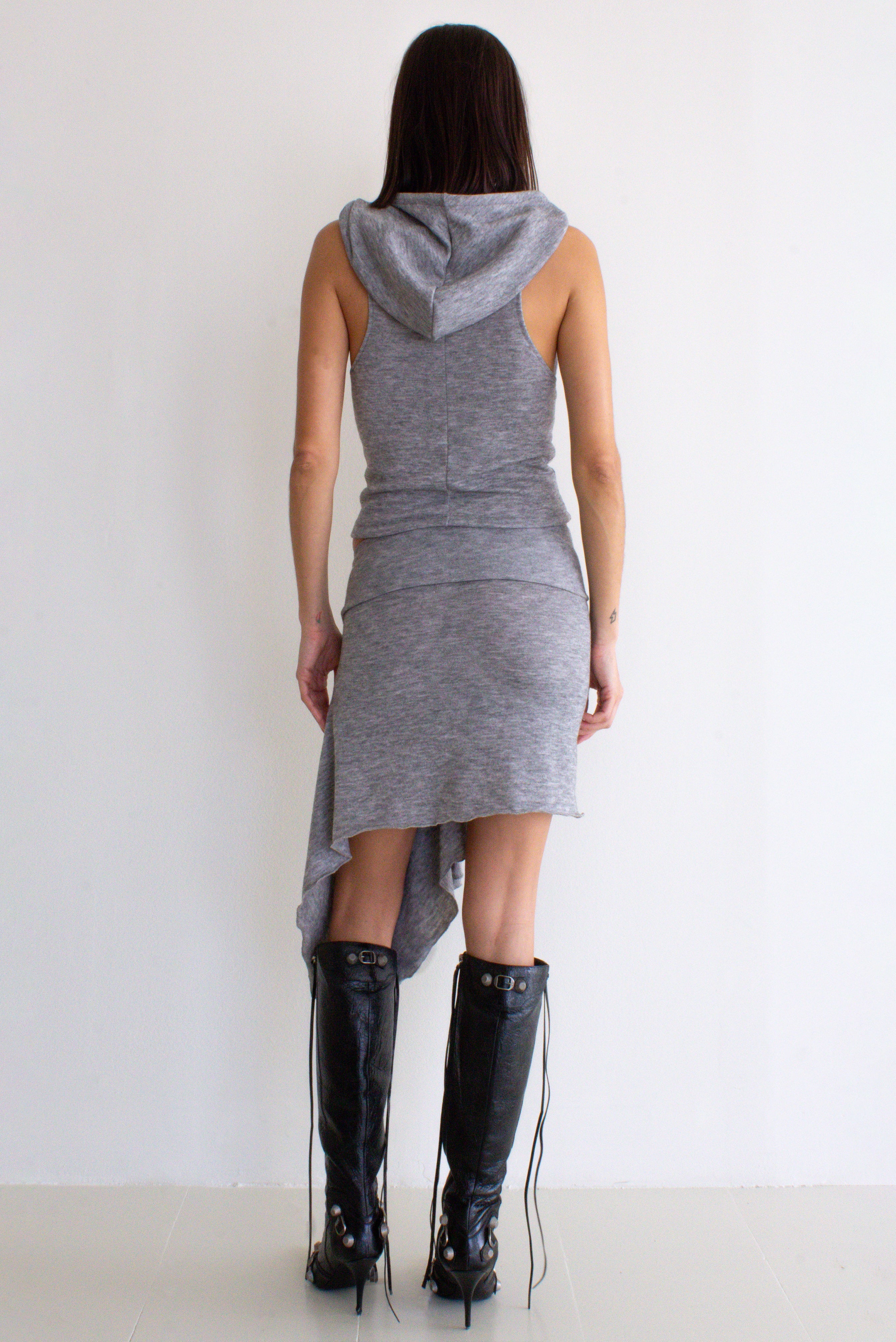 Zoe Knit Hood Top & Zoe Knit Skirt Grey